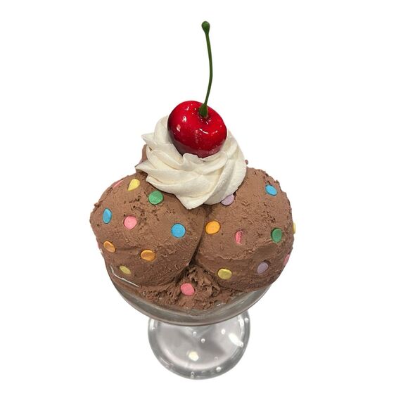 Faux Fake Ice Cream Sundae Parfait Food Display Heavy Glass Dish Realistic Decor - Picture 5 of 7